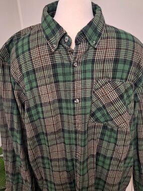 Mens Magellan Green Plaid Button-Down Flannel Shirt